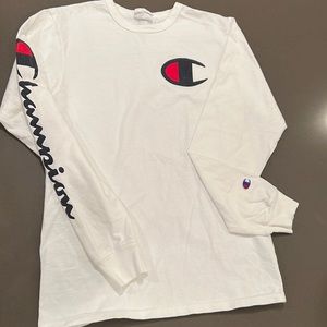 Champion long sleeve white t-shirt, size small